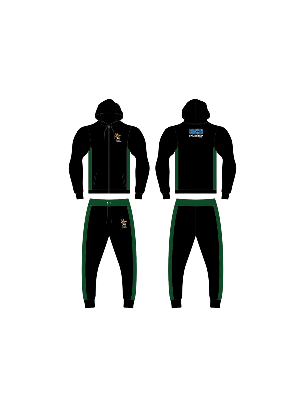 Black/Green Bussin Unlimited Tracksuit- Youth